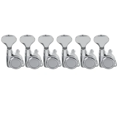 Imagen de Musiclily Pro 6 en Línea Ratio 18:1 Sellado Guitarra Clavijeros Bloqueo Clavijas de Afinación con Botones G Style Tornillo 45 Grados para Eléctrica tipo Strat Tele, Cromado