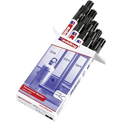 Imagen de Rotulador edding marcador permanente 3000 negro punta redonda 1,5 3 mm recargable