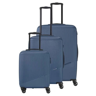 Imagen de travelite juego de equipaje 3 piezas y 4 ruedas, tallas L/M/S, BALI: maleta trolley carcasa rígida ABS con cerradura combinación TSA (equipaje mano sin TSA), Azul