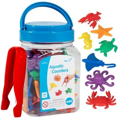 Imagen de Edx Education Aquatic Counters Mini Jar Aprender Contando, Colores, Clasificación y Secuenciación Manipulativo Matemático 13151