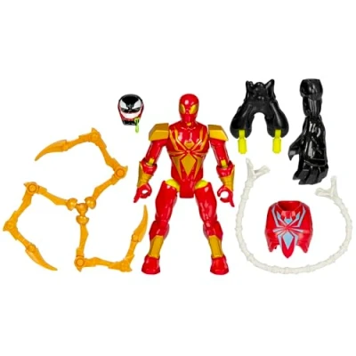Imagen de Spider Man MixMashers Marvel, Iron Spider, Figura Deluxe Personalizable Mix and Match y Accesorios