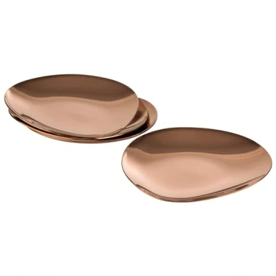 Imagen de APS 40794 PEBBLES, Juego de 4 platos, acero inoxidable, revestimiento PVD, 9 x cm, altura 1 aspecto cobre