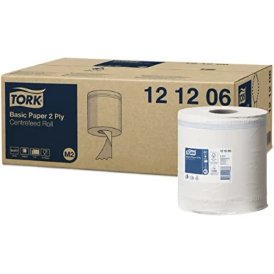 Imagen de Tork 121206 Papel de secado básico M2 / Pañitos limpieza 2 capas compatible con el sistema M2, blanco, 6 bobinas x paquete