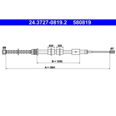 Imagen de ATE 24.3727 0819.2 Cable de Freno Mano 1561 PEUGEOT: 306 Hatchback, Berlina