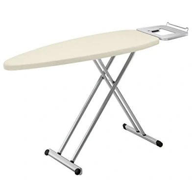 Imagen de Tefal IB5100 Tabla de Planchar (Base Seguridad, Superficie Planchado al Vapor sin Goteo, Barra para Colgar integrada, Altura Regulable), Color Plateado y Beige