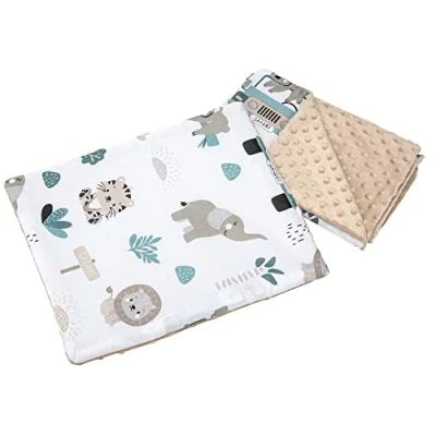 Imagen de Medi Partners Manta Bebé con Almohada 100% Algodón Minky Cobija Infantil Reversible 55x75+35x30cm Multifuncional para Cochecitos Cunas Asientos niños
