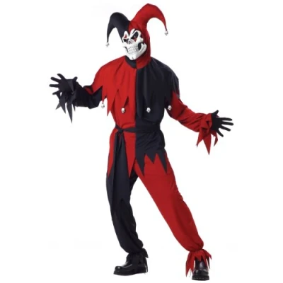 Imagen de California Costumes Disfraz De Bufón Malvado / Joker Rojo Negro Vestido Para Hombre Talla L