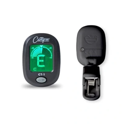 Imagen de Carry on CT 1 Afinador cromático con clip para guitarra, bajo, ukelele C pantalla LCD giratoria, color negro
