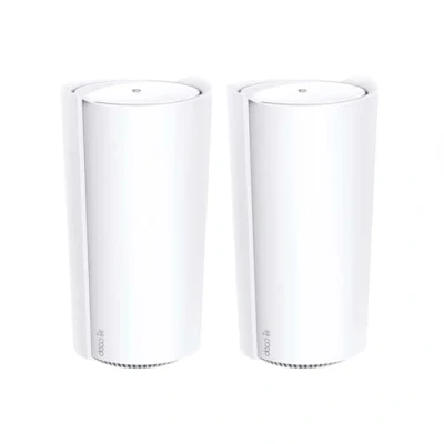 Imagen de TP Link Deco XE200(2 Pack) Sistema WiFi 6E Mesh AI AXE11000, Tri Banda, 2.4Ghz/5GHz/6GHz, óptimo Casas hasta 6 Dormitorios, Modo Ap, 1x Puerto 10Gbps/2x Gigabit, WPA3, Fácil Configuración