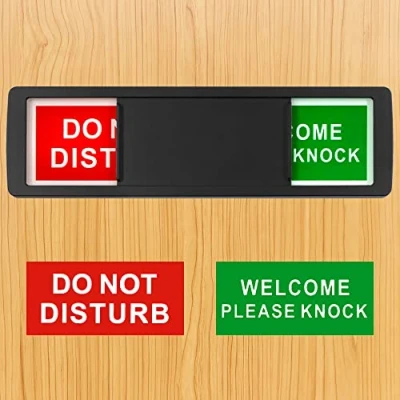 Imagen de Señal de puerta deslizante 17,8 x 5,1 cm con texto en inglés &quot;Do Not Disturb and Welcome&quot; para oficina y hogar, letrero privacidad, no molestar bienvenida
