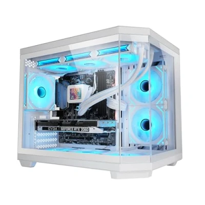 Imagen de MARSGAMING MC 3TCOREM, Caja Gaming Custom Micro ATX, Triple Ventana Cristal Templado, Diseño Cámara Dual Lateral, Soporte Refrigeración Líquida 360mm, Gestión Cableado, PC Minitorre, USB C, Blanco