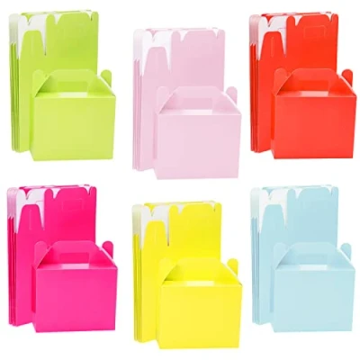 Imagen de BELLE VOUS Pack de 24 Cajas para Dulces Coloridas Fiestas 14 x 6 11 cm Cajitas Regalo Lisas Brillantes Arcoíris Cumpleaños Niños y Niñas, Baby Shower Bodas Chuches