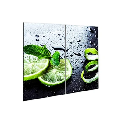 Imagen de Furnigo 21254 Juego universal de 2 paneles cristal para cortar (tabla cortar, tapa placa cocina, salpicaduras, protector encimera), 30 x 52 cm