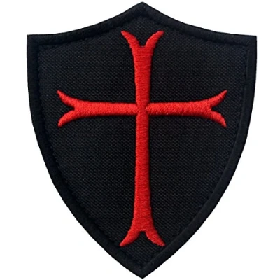 Imagen de Caballeros Templarios Escudo cruzado Militar Moral Broche Bordado de Gancho y Parche bucle cierre