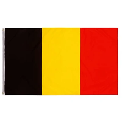 Imagen de Banderas de aricona bandera Bélgica resistente a la intemperie con 2 ojales metal nacional belga 90 x 150 cm, tricolor
