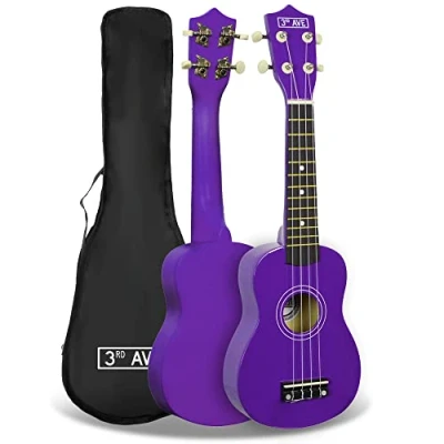Imagen de 3rd Avenue Ukulele soprano para principiantes de 21 pulgadas Avenue, Púrpura, Funda transporte