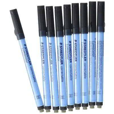 Imagen de Staedtler 305 M 9 Lumocolor Lápiz de Aluminio Corregible, Punta M, Aproximadamente 1 mm, Paquete 10 en Caja Cartón, Color Negro