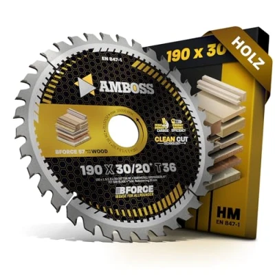 Imagen de AMBOSS WERKZEUGE® Hoja de sierra circular (190 x 30 mm, 20 dientes alternos, para batería madera, 190 compatible con Makita DHS783.HS7601, HS7611, HS711, HS7101) 5017. RKB