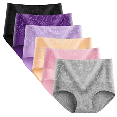 Imagen de Yintry Ropa Interior para Mujer Braguitas de Cintura Alta Bragas algodón elástico Pantalones Control Barriga Paquete 6 (XL, Estilo2)