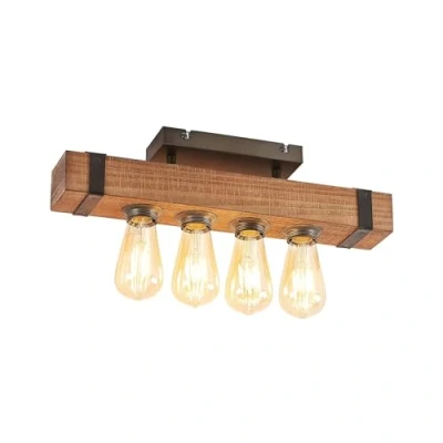Imagen de lámpara de techo &#039;Sverina&#039; (Tradicional) en Marrón hecho Madera e.o. para Salón &amp; Comedor (4 llamas, E27) Lindby madera, techo,