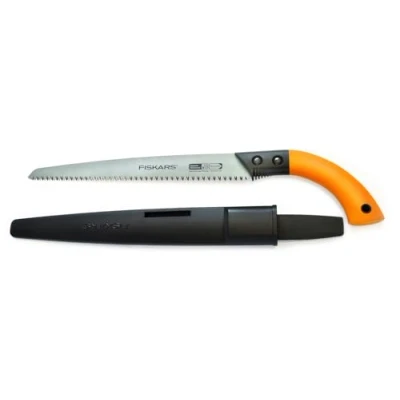 Imagen de Fiskars Sierra para madera verde, Cuchilla fija, Funda de plástico incluida, Corte tirante, Longitud cuchilla: 33 cm, acero inoxidable, Negro/Naranja, SW84, 1001620