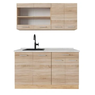 Imagen de Vicco Cocina versátil &quot;R Line&quot;, Roble Sonoma/Goldkraft, 140 cm , ET Mármol
