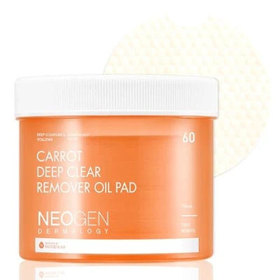 Imagen de DERMALOGY by NEOGENLAB Almohadilla de aceite removedor zanahoria profunda (60 almohadillas) algodón maquillaje facial para pieles sensibles