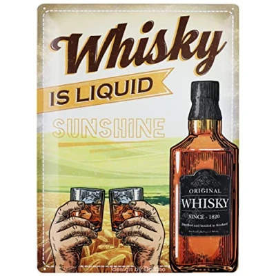 Imagen de DODINO Cartel de Chapa metal WHISKY 30x40cm Idea regalo para fans las bebidas espirituosas decoración pared, casa, garaje