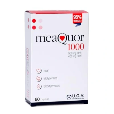 Imagen de Omegor Meaquor 1000 Suplemento Omega 3 Certificado IFOS 5 Estrellas (60 Softgels) ‒ mg de EPA y DHA por Dosis, 95% Libre Metales Pesados, Sin Sabor a Pescado