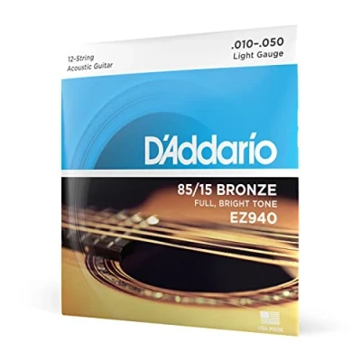 Imagen de D&#039;Addario cuerdas guitarra Acustica, de Guitarra, EZ940 Juego para acústica bronce, 12 Cuerdas, Ligero, 010&#039; 047&#039;