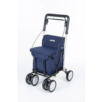 Imagen de Carlett Lett800 Comfort Move Carro de la Compra Carrito Plegable con Ruedas Producto Médico Clase I Homologado Asiento Bolsa Extraíble 29L/15kg Bandeja Portaobjetos Azul Marino