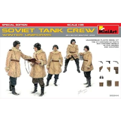 Imagen de MiniArt Soviet Tank 35244 1:35 Figuras Sov. Tanques Winter (5) SE réplica Fiel, Kit de construcción plástico, Manualidades, aficiones, Pegar, maqueta, Montaje, sin barnizar, Mittel