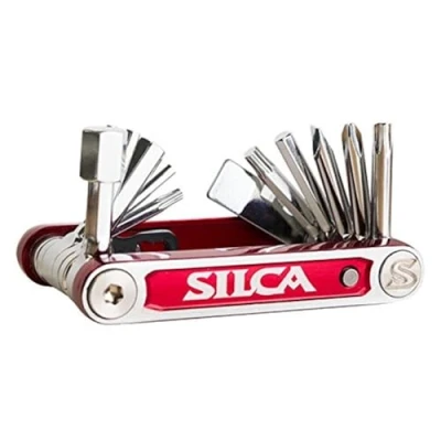 Imagen de SILCA Multiherramienta Tredici 13 herramientas de enfoque minimalista multiherramientas acero con acabado en cromo endurecido barras laterales aluminio Rojo/Plata