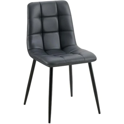 Imagen de CLP Silla de Comedor Antibes tapizada en Polipiel I Butaca salón con Base metálica 4 Patas Asiento Cocina, Color:Negro