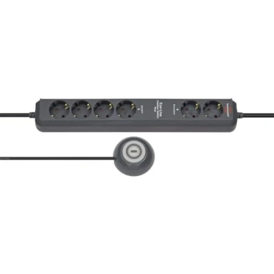 Imagen de Brennenstuhl Eco Line Comfort Switch Plus regleta enchufes con 6 tomas de corriente (cable 1,5 m, interruptor mano/pie) antracita