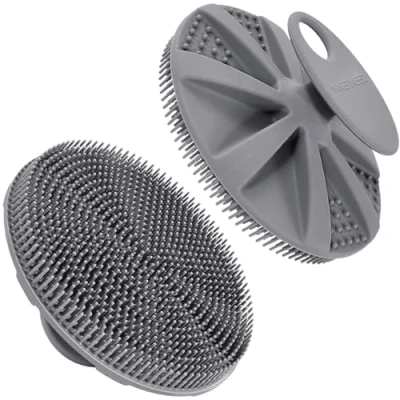 Imagen de INNERNEED cepillo de ducha silicona suave grado alimenticio, mano para limpieza la piel, exfoliante y espuma bien (gris)