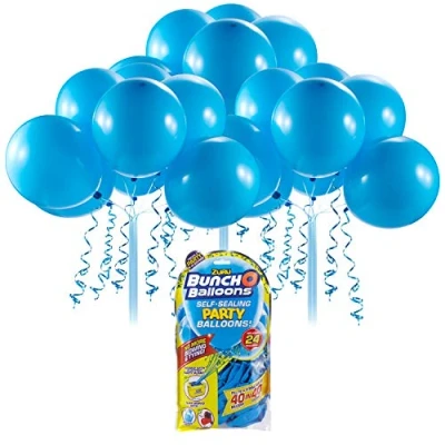 Imagen de Bunch O Balloons ZURU globos de látex autosellantes para fiestas (24 azules 11 pulgadas)