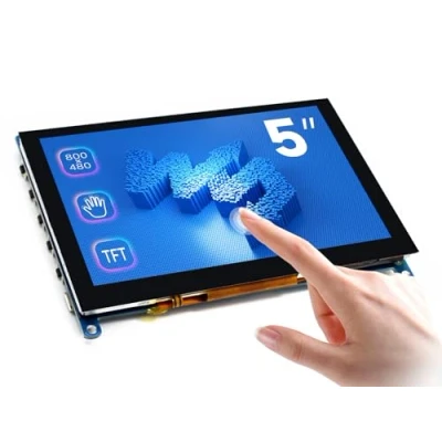 Imagen de Waveshare 5 Inch Display for Raspberry Pi 4 Capacitive Touchscreen HDMI LCD (H) 800x480 Resolution Supports All Pi/Windows 10/8.1/8/7 Computer Monitor/Game Console/Multi Mini PC BB Black