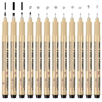 Imagen de Rotuladores Punta Fina 12 Piezas Dibujo Rotulador Kit de Boligrafos para Ilustración Artística Esbozo