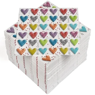 Imagen de 100 servilletas, 3 capas, 33 x cm, corazones