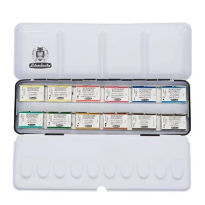 Imagen de Schmincke Caja de Pinturas HORADAM® AQUARELL con 12 Acuarelas Finas, 74312097, Metal, Set Pintura, x 1/1 Godets