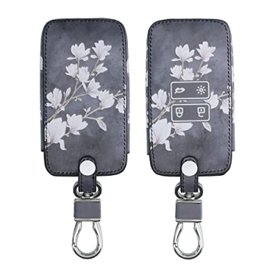 Imagen de kwmobile Funda Compatible con Renault Llave de Coche Smart Key 4 Botones (Solo Keyless Go) Cubierta Cuero sintético Case para Mando y Control Auto Magnolias