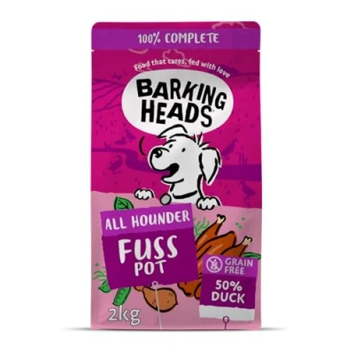 Imagen de Barking Heads Comida Seca para Perros Doggylicious Duck Pato de granja 100% natural con ingredientes hipoalergénicos, Receta sin cereales, 2 kg