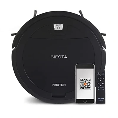 Imagen de PRIXTON Siesta Aspiradora Robot/Robot Aspirador con Gran Potencia de Succión hasta 1000 PA WiFi y App, Programable e Inteligente, Limpieza automática, Barre, Friega, Pasa la Mopa