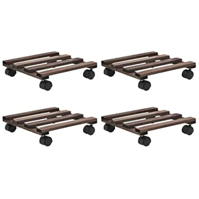 Imagen de vidaXL 4X Soporte con Ruedas Cedro 25x25 cm Macetas Jardinería Orden Jardín