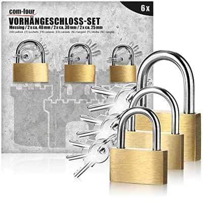 Imagen de com four® 6X Candado de Metal sólido con Llave y Diferentes espesores Candados para la Seguridad Llaves