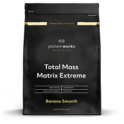 Imagen de THE Protein WORKS Total Mass Matrix Extreme Powder Masa Muscular Alto en Calorías Para Ganar Con Glutamina, Creatina y Vitaminas Plátano Suave 1.325kg