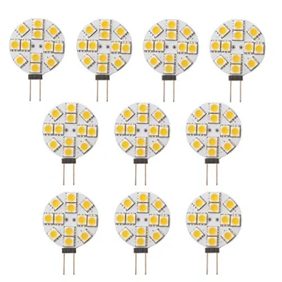 Imagen de Qasim 10x G4 Bombillas LED Blanco cálido No Regulable 5050 12SMD 110 Beam Angel para Carcasa Interior Camper Remolque Autocaravana Marine Boat Reemplazo halógenos DC 12V