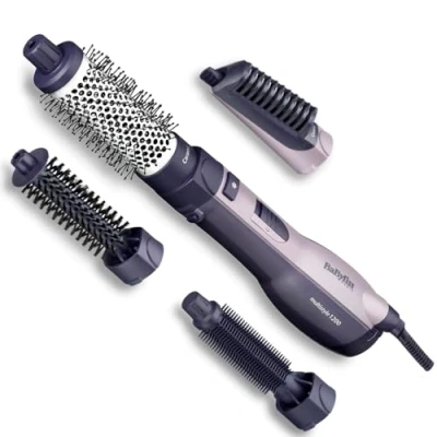 Imagen de BaByliss Cepillo de aire caliente multiestilo AS121E, iónico 1200 vatios, 4 accesorios, 1 pieza (paquete 1), cerámica