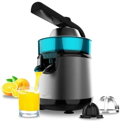 Imagen de Cecotec Exprimidor Eléctrico de Brazo para Naranjas y Cítricos EssentialVita Hyden 120 Hybrid. 120W, 2 Conos Desmontables Plástico Diferente Tamaño, Mango Tapa Plástico, Capacidad 250ml